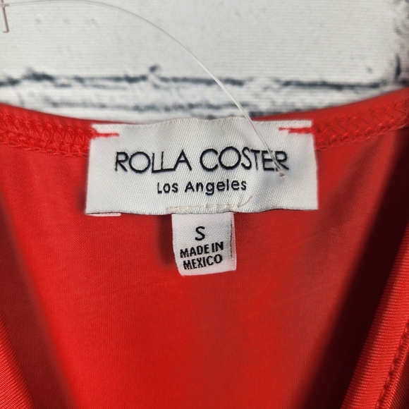 Rolla Coster Size S Coral Mini Dress with Ruffle Straps - Picture 5 of 5